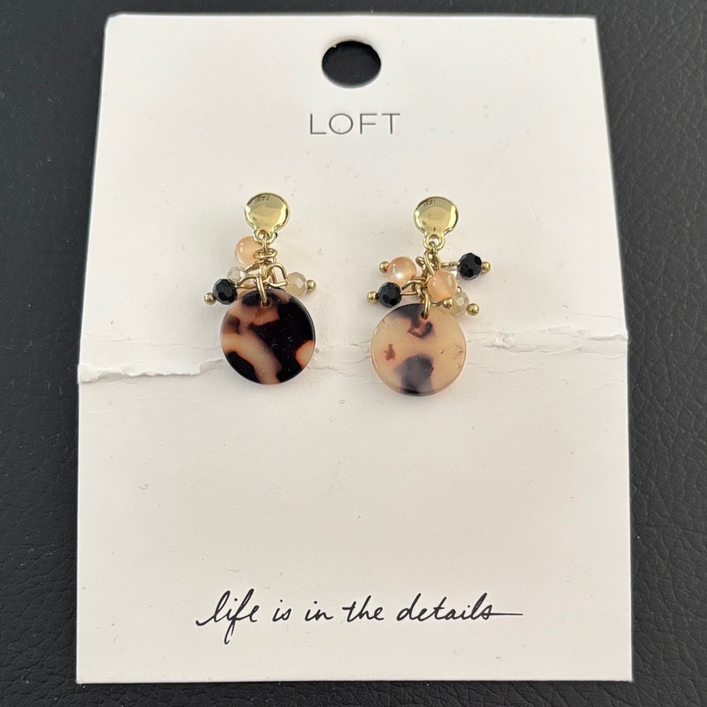 LOFT Black and Tan Tortoise Earrings